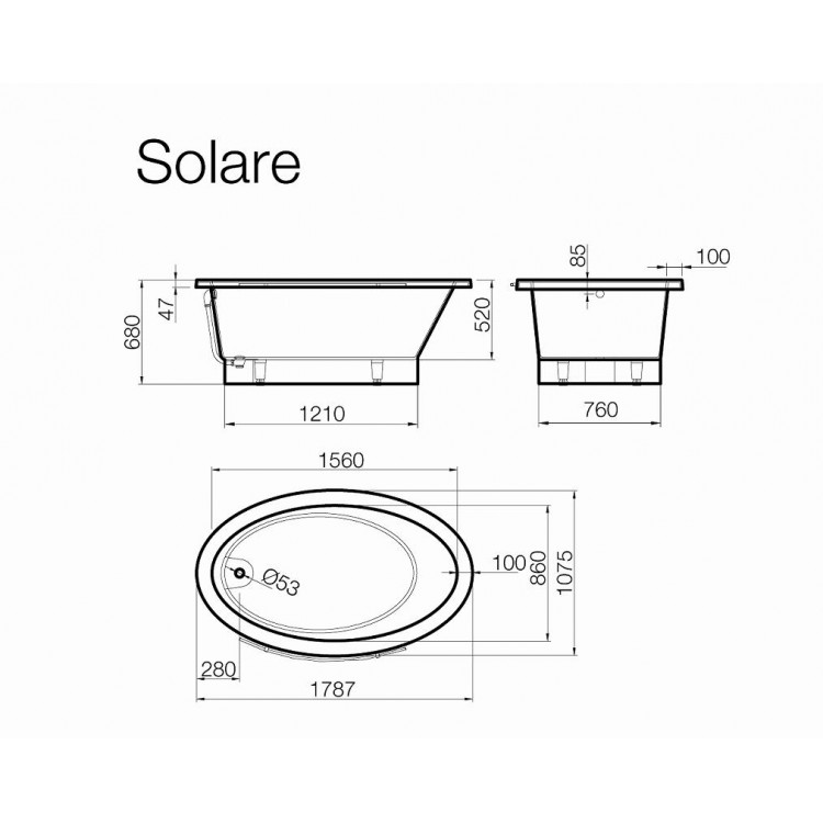 Brīvi stāvoša vanna Vispool SOLARE 1787x1075 Brīvi stāvoša vanna Vispool SOLARE 1787x1075