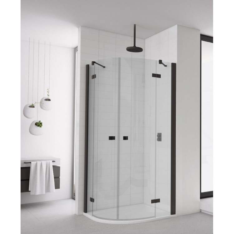 Dušas stūris pusapaļš SanSwiss ANNEA BLACK ANR 90x90cm