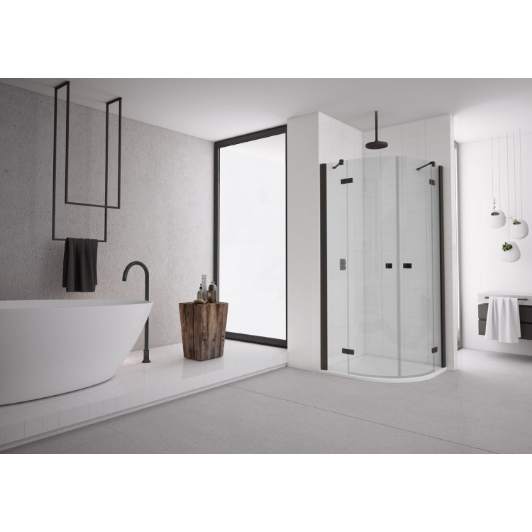 Dušas stūris pusapaļš SanSwiss ANNEA BLACK ANR 90x90cm