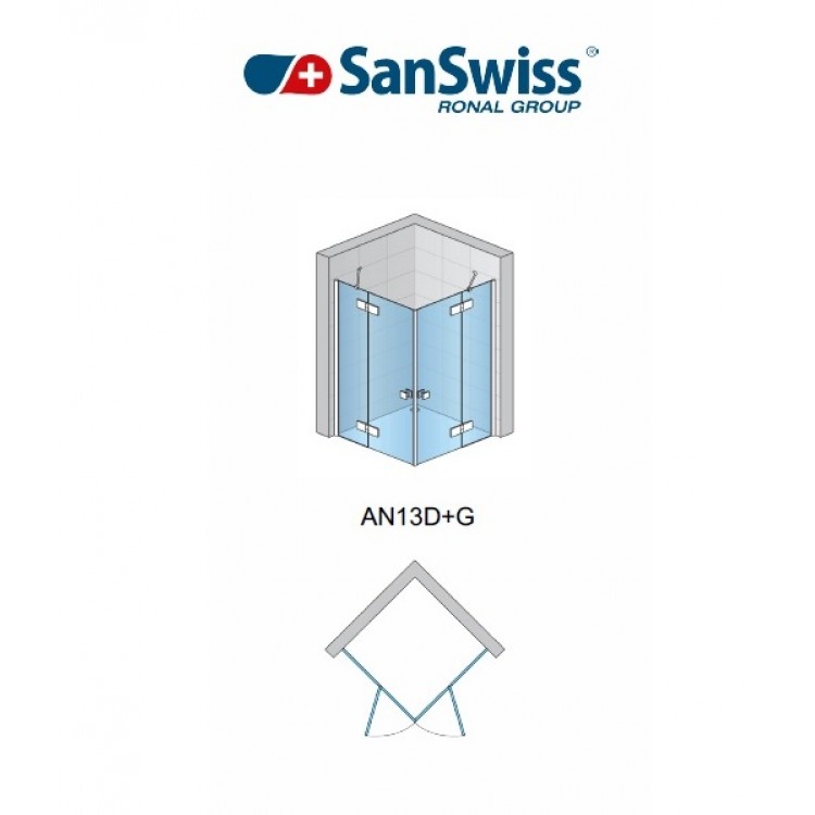 Dušas stūris kvadrātveida SanSwiss ANNEA AN13 G/D 100x100cm