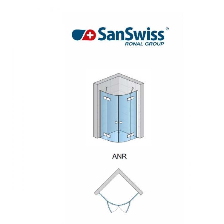 Dušas stūris pusapaļš SanSwiss ANNEA BLACK ANR 90x90cm