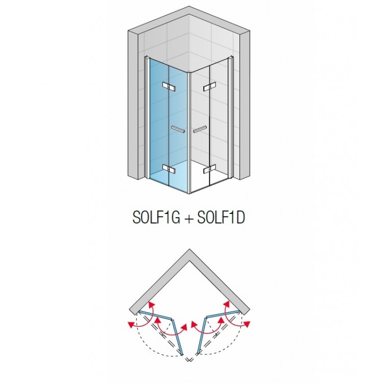 Dušas stūris kvadrātveida SanSwiss SOLINO SOLF1 G/D 90x90cm