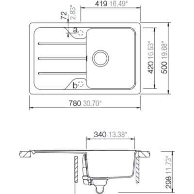 Virtuves izlietne Schock FORMHAUS D-100S 78x50cm, asphalt