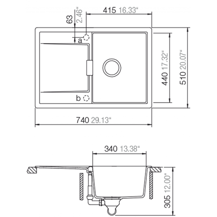 Virtuves izlietne Schock MONO D-100S 74x51cm, silverstone