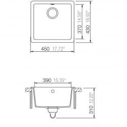 Virtuves izlietne Schock QUADRO N-100S, 45x43cm Onyx
