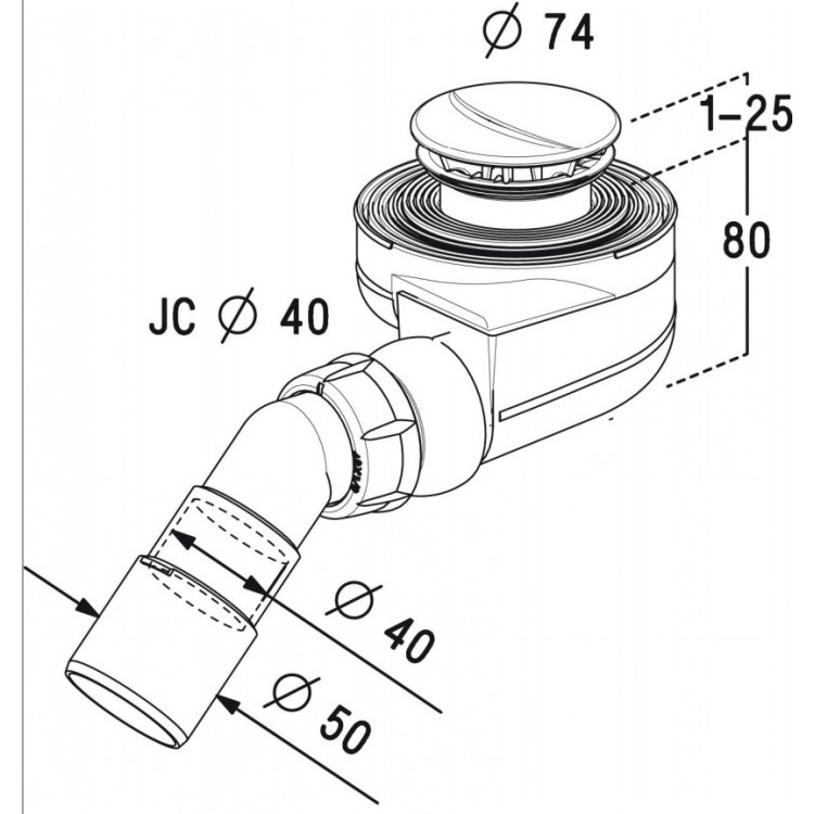 Dušas sifons Radaway D50 Turboflow TB50P