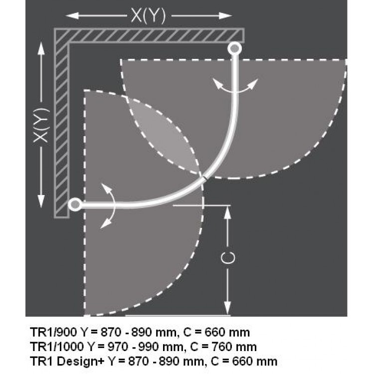 Dušas stūris pusapaļš Roth TR1 900x900