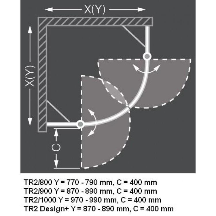 Dušas stūris pusapaļš Roth TR2 900x900