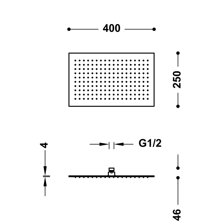 Dušas galva TRES INOX Antilime 40x25 cm, 134315008BM