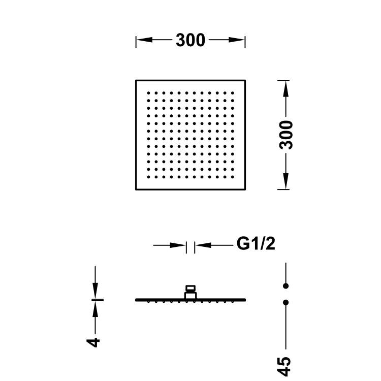 Dušas galva TRES INOX Antilime 30x30 cm, 134315012OPM