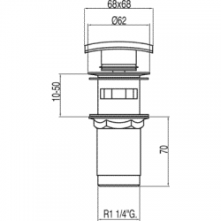 Sifona izplūde TRES Click-Clack 68x68mm, hroms,13434020