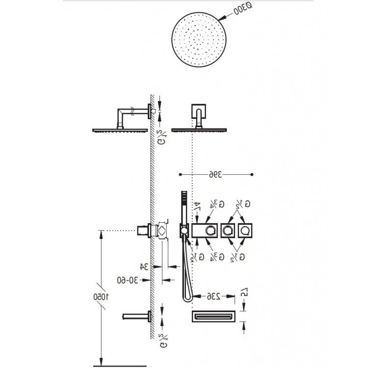 Termostata vannas/dušas sistēma TRES Bath Space 20735308 Termostata vannas/dušas sistēma TRES Bath Space 20735308