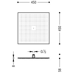 Dušas galva TRES INOX Antilime 45x45 cm, 29963205
