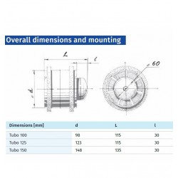 Kanāla ventilators Blauberg TUBO100T ar taimeri