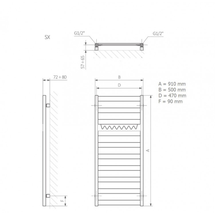 Elektriskais dvieļu žāvētājs Terma VIVO+KTX4 910x500mm, melns Elektriskais dvieļu žāvētājs Terma VIVO+KTX4 910x500mm, melns