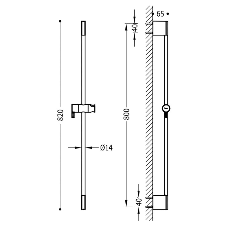 Dušas stienis TRES 800mm, 03463701BM Dušas stienis TRES 800mm, 03463701BM