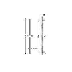 Dušas stienis TRES 624mm, 03463702
