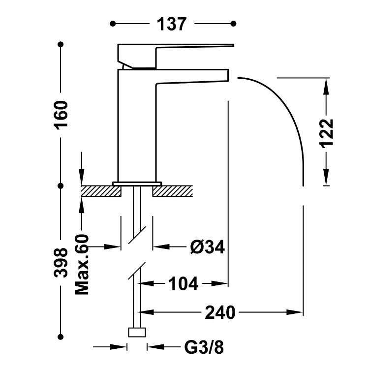 Izlietnes maisītājs SLIM-TRES, hroms  20211001