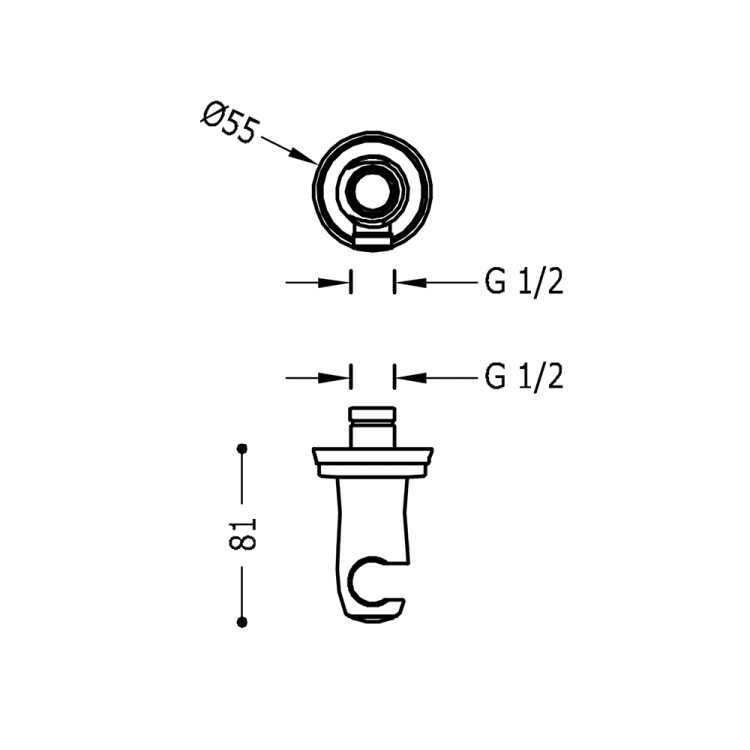 Dušas izvads no sienas TRES 1/2 x 1/2 āv, 24218201LM