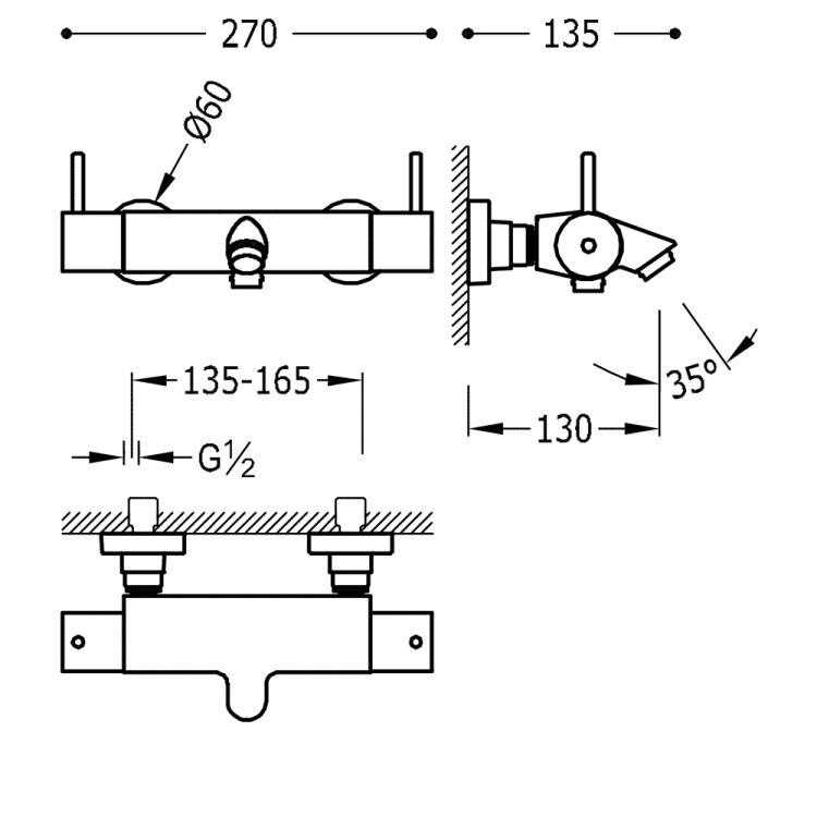 Termostata vanns/dušas jaucējkrāns TRES, 09027401