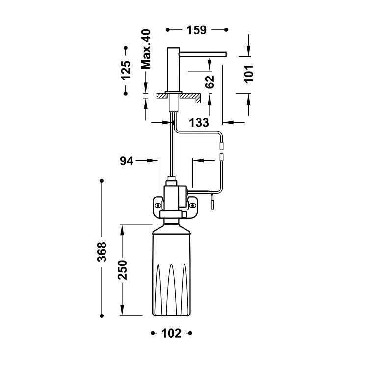 TRES Elektroniskais ziepju dozators 6V/220-230V, 39274101 TRES Elektroniskais ziepju dozators 6V/220-230V, 39274101