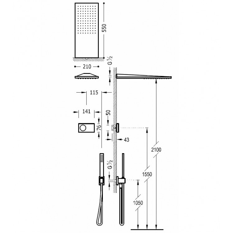 Termostata dušas sistēma TRES Shower Technology, 09286551 Termostata dušas sistēma TRES Shower Technology, 09286551