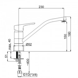 Virtuves izlietnes maisītājs Rubineta Uno balts/hroms, Uno-20 WT
