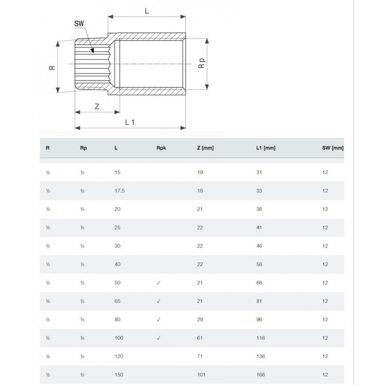 Viega Bronzas pagarinātājs 1/2x10mm Viega Bronzas pagarinātājs 1/2x10mm