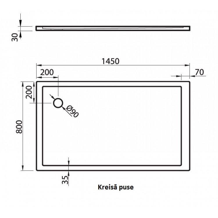 Dušas paliktnis taisnstūra Vispool QZ-145 1450x800mm Dušas paliktnis taisnstūra Vispool QZ-145 1450x800mm