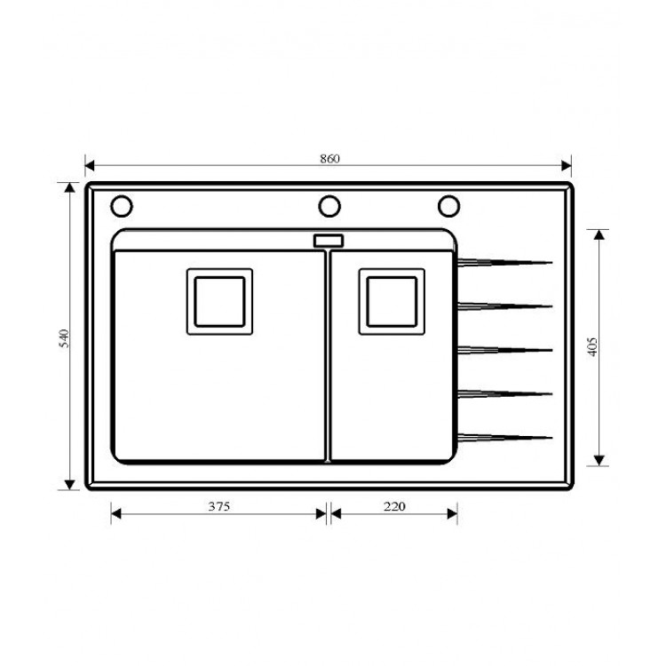 Virtuves izlietne HELIKA Delicia Plus 860x540 mm GQD150-114W