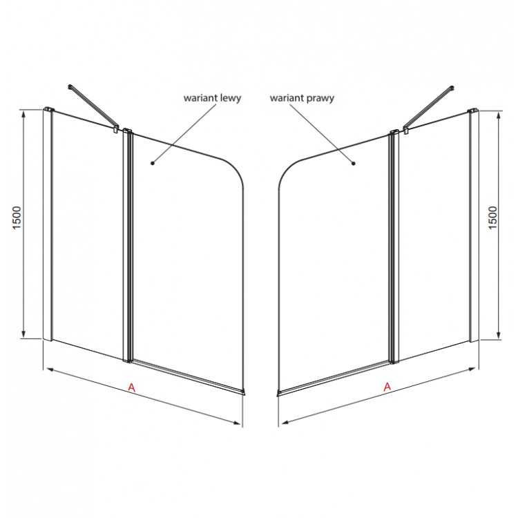 Vannas sieniņa Radaway Eos II PND 110 cm Vannas sieniņa Radaway Eos II PND 110 cm