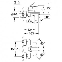 Vannas un dušas maisītājs Grohe Eurosmart Cosmo, 32831 000