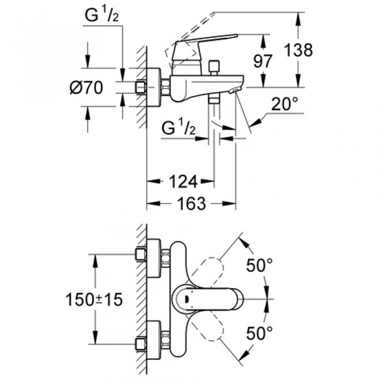 Vannas un dušas maisītājs Grohe Eurosmart Cosmo, 32831 000