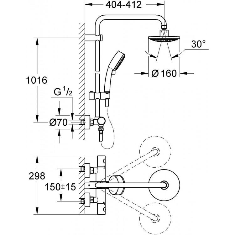 Dušas sistēma Grohe New Tempesta Cosmopolitan System 160 27922 Dušas sistēma Grohe New Tempesta Cosmopolitan System 160 27922