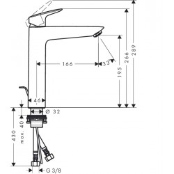 Izlietnes maisītājs Hansgrohe Logis ar korķi, hroms 71090000