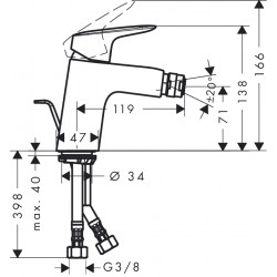 Bidē maisītājs Hansgrohe Logis, hroms 71204000