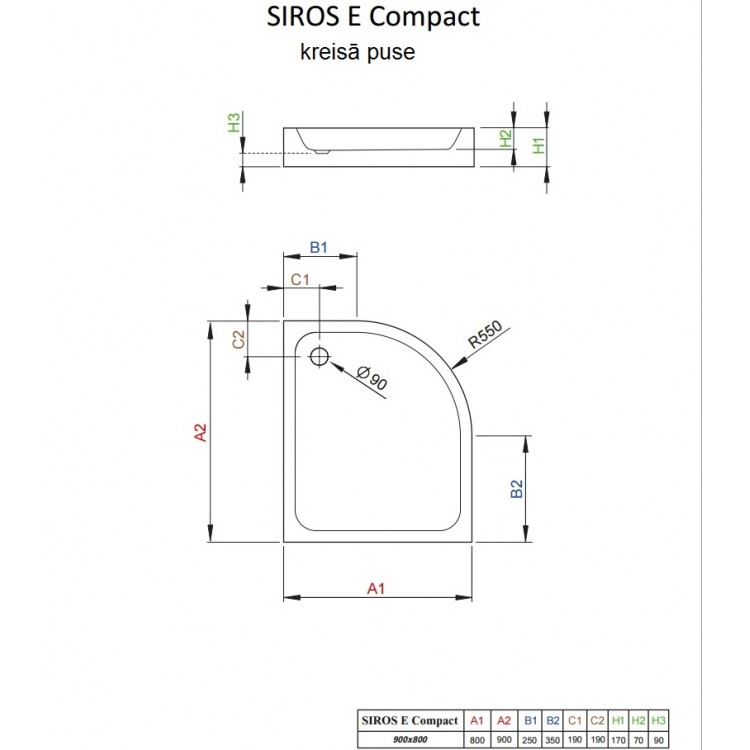 Dušas paliktnis asimetrisks Radaway SIROS E Compact 90x80cm L Dušas paliktnis asimetrisks Radaway SIROS E Compact 90x80cm L