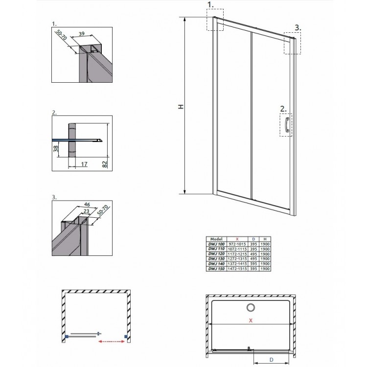 Dušas durvis Radaway Premium Plus DWJ 100cm Dušas durvis Radaway Premium Plus DWJ 100cm