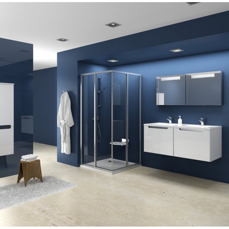 Dušas stūris kvadrātveida RAVAK 2xSRV2S 100x100 cm, satīns/caurspīdīgs