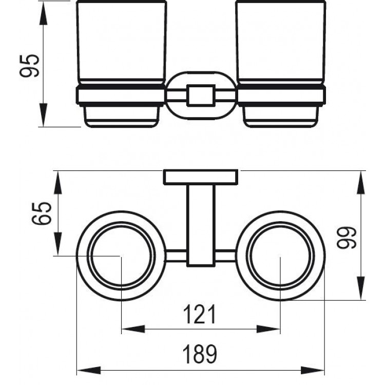 Glāze ar turētāju, dubultais Ravak Chrome, hroms CR 220.0