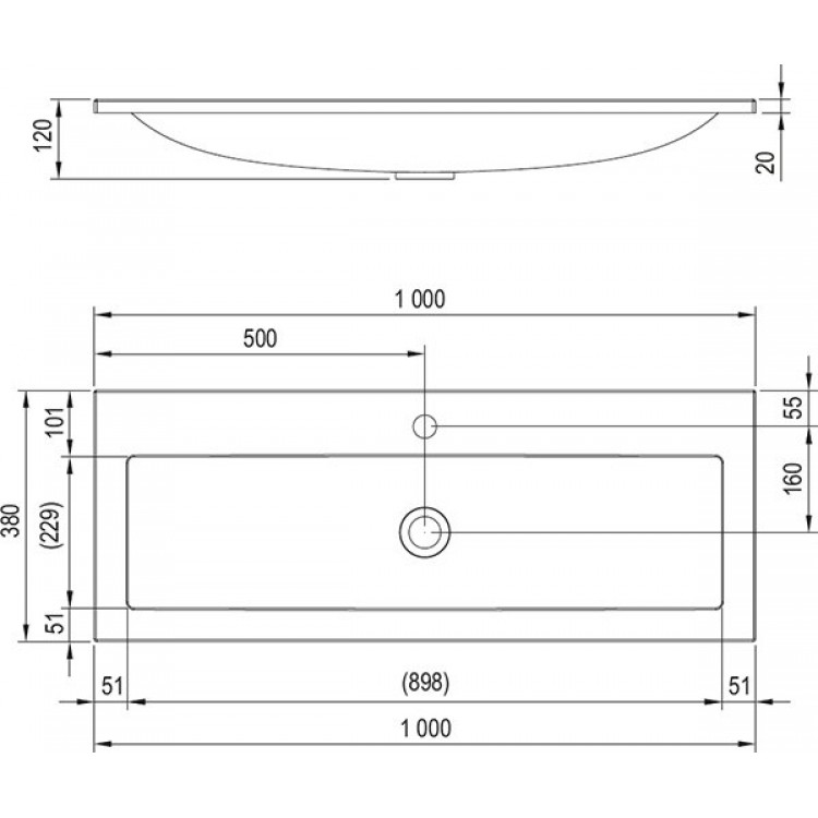 Izlietne skapītim Ravak Clear 100x38cm, XJJ01110000 Izlietne skapītim Ravak Clear 100x38cm, XJJ01110000