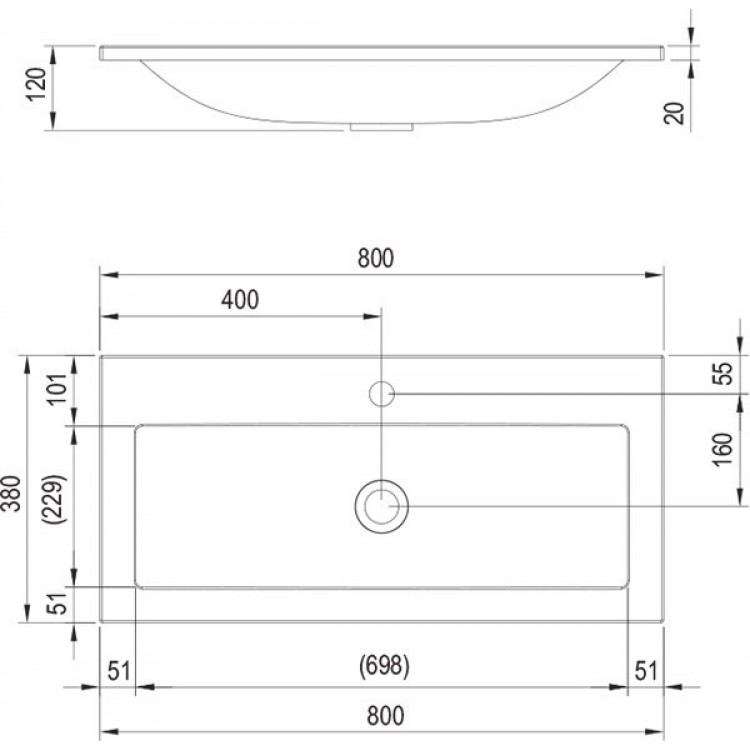 Izlietne skapītim Ravak Clear 80x38cm, XJJ01180000