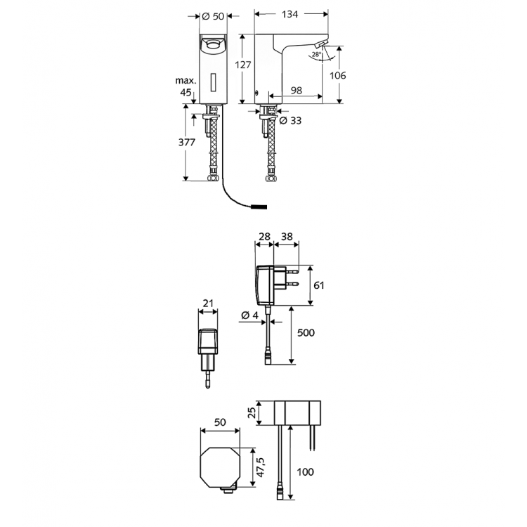 Izlietnes maisītājs SCHELL CelisE 220V, 012310699 Izlietnes maisītājs SCHELL CelisE 220V, 012310699