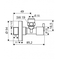 Stūra ventīlis SCHELL Pint  1/2 x 3/8(10), hromēts 053900699