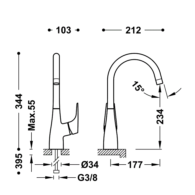 Izlietnes maisītājs CANIGO-TRES Plus, 21830801