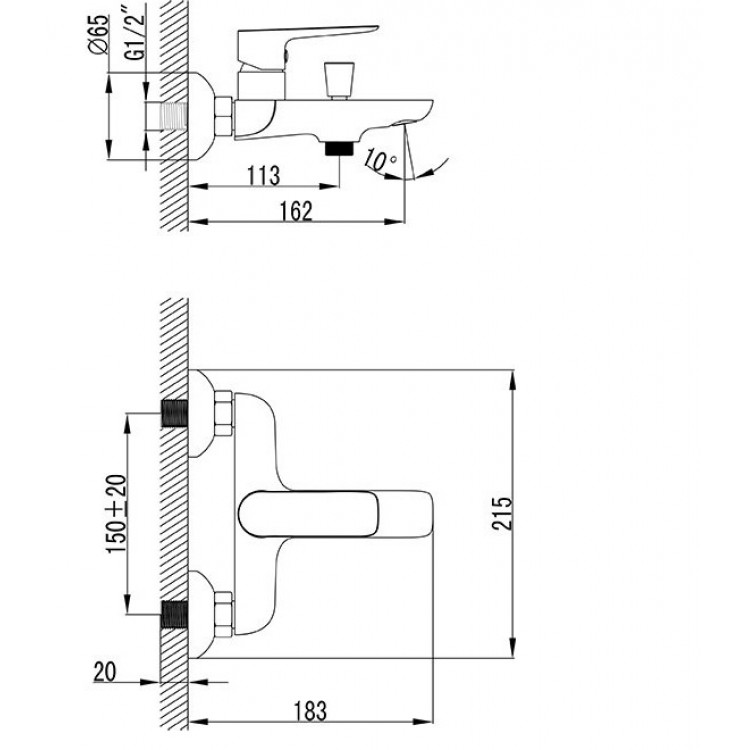 Vannas un dušas maisītājs RAVAK Classic CL 022.00/150, X070083