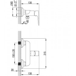 Dušas maisītājs RAVAK Classic CL 032.00/150, X070084