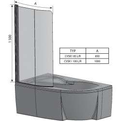 Vannas sieniņa Ravak Rosa CVSK1 160/170