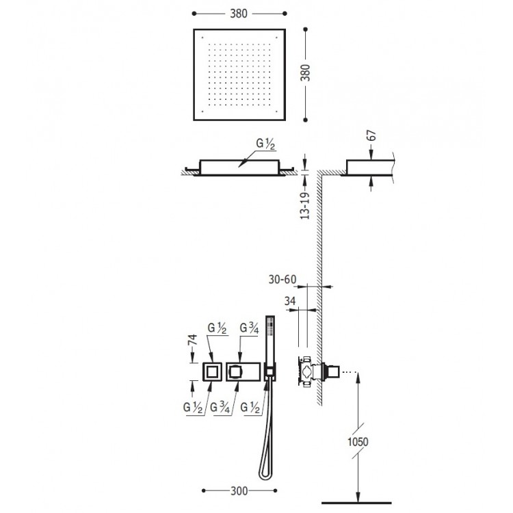 Termostata dušas sistēma TRES Shower Space 20725204