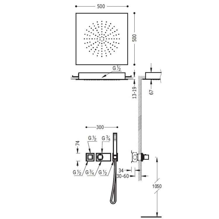 Termostata dušas sistēma TRES Shower Space 20725208